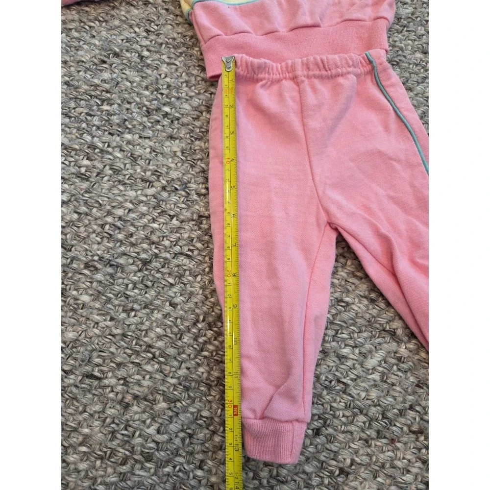 Vintage 80s Health-tex Colorblock Pastel Pink Pajamas Sweatshirt Pants Infant 6m